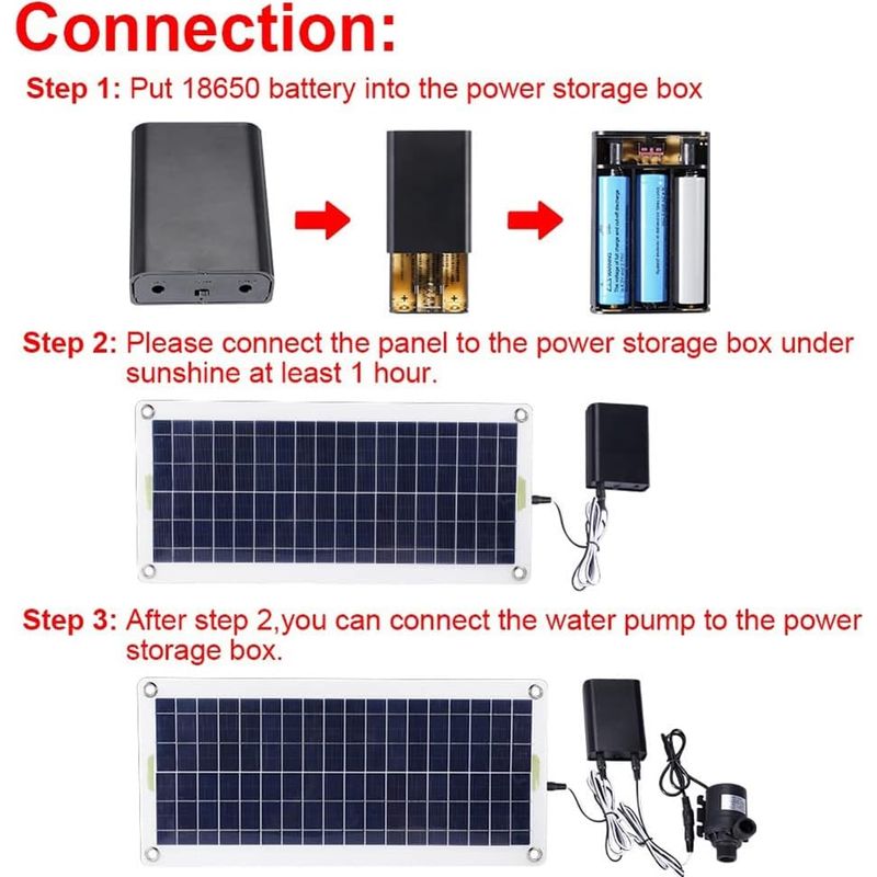 50w 800l/h Klassische Schwarze Solarwasserpumpe 12v Dc.