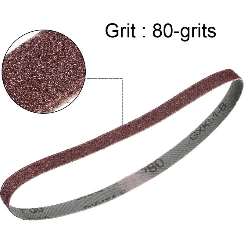 Sourcing Map 13 Mm X 455 Mm 80er Körnung Aluminiumoxid-schleifbänder 12 Stück