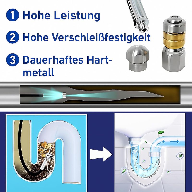 30 M 400 Bar Hochdruckreiniger-schlauch, Kompatibel Mit Kärcher K2 K3 K4 K5 K6 K7, Parkside, Lavor, Bosch, Mit 2 Düsen Und 3 Adaptern.