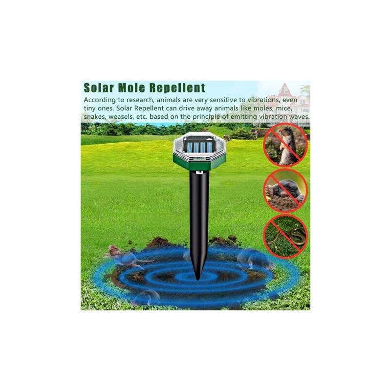 8-teiliges Solarbetriebenes Ultraschall-maulwurfsabwehrset, Wasserdicht Ip65, Geeignet Für Gärten, Terrassen Und Rasenflächen Zur Maulwurfsbekämpfung.