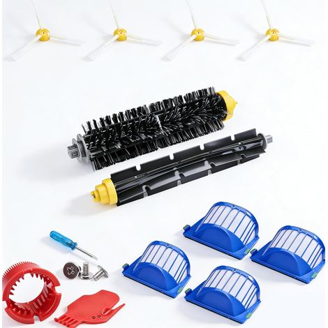 Kit D'Accessoires De Rechange Pour Irobot Roomba Série 600 675 676 692 694 697 698 671 4 Brosses Latérales, 4 Filtres, 2 Brosses À Rouleau Principales