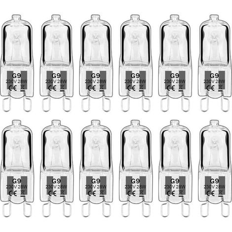 12 X G9 Halogenlampen, G9 Lampen 230v 28w 480lm, Warmweiß 2800k, Dimmbare Kapsellampen, Flimmerfrei [energieklasse G]