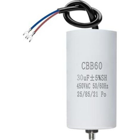 Angeek Cbb60 Kondensator 450v 30µf 50/60hz Anlaufkondensator Motorkondensator Cbb60 Kondensatoren Mit M8 Anschlüssen 50x106mm 30µf Für Motoren Poolpumpen Holzspalter