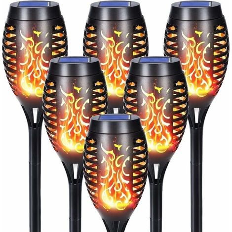 Solarleuchten Für Den Außenbereich – 6er-pack, 12 Led-solarleuchten Mit Realistischen Flammen, Wasserdichte Solarfackeln Für Garten, Terrasse, Wege Und Rasen