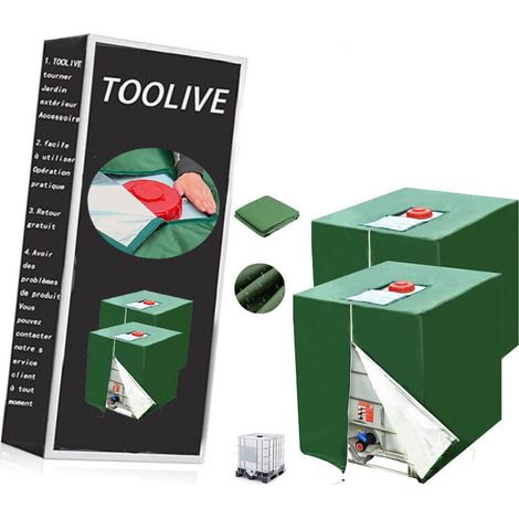 1000-liter-ibc-tankabdeckung, 2-teilige 420d-gewebe-wassertankabdeckung, Uv- Und Staubbeständige Ibc-containerabdeckung, Ibc-tank-schutzabdeckung Mit Reißverschluss (116 X 100 X 120 Cm)