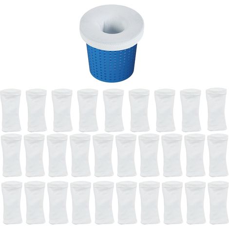 Chaussettes De Skimmer, Lot De 30, Hxl : 22x12 Cm, En Nylon, Pré-filtres Piscine, Protègent La Pompe, Blanches