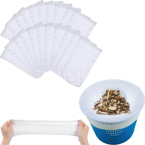 30 Pcs Chaussette Skimmer Piscine, Pool Skimmer Socks, Filtre Skimmer Piscine, Chaussette Filtre Piscine, Chaussettes Pour Écumoire De Piscine, Le Pollen Et L'Écume Filtres De Piscine (blanc)