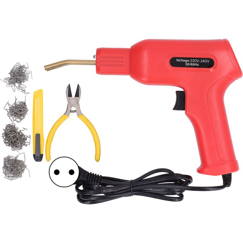 50-w-kunststoffschweißset Für Die Reparatur Von Autostoßstangen, Heißtacker Mit 4 Klammerarten, Rot, Eu-stecker 220–240 V