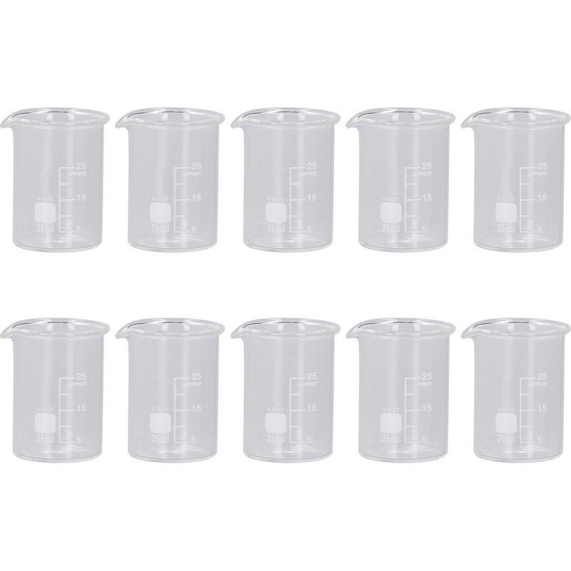 Set Mit 10 Graduierten 25-ml-glasbechern Für Experimente, Messbecher Mit Skala, Unterrichtsmaterialien