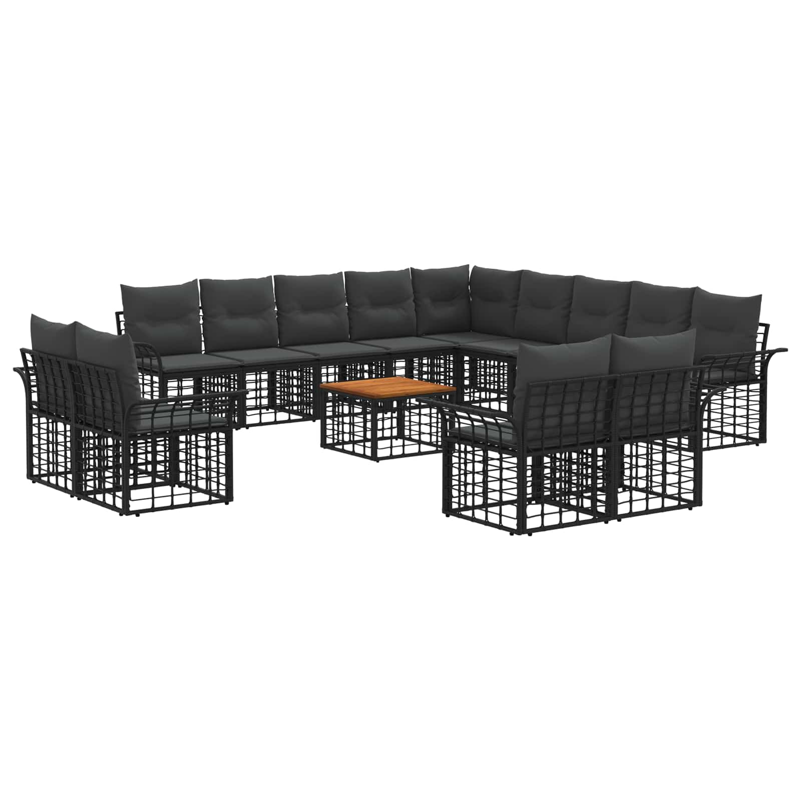 Maison Exclusive - Outdoor-sofagarnitur 14 Stk. 13-sitzer Schwarz