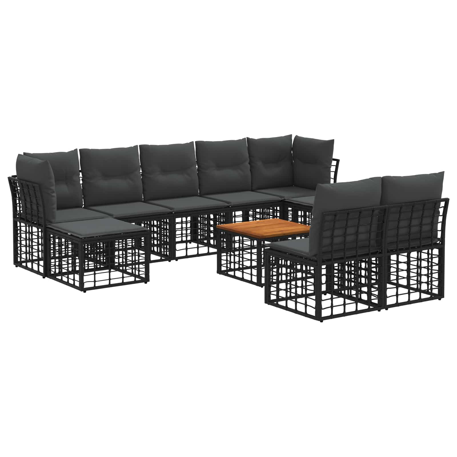 Maison Exclusive - Outdoor-sofagarnitur 10 Stk. 9-sitzer Schwarz