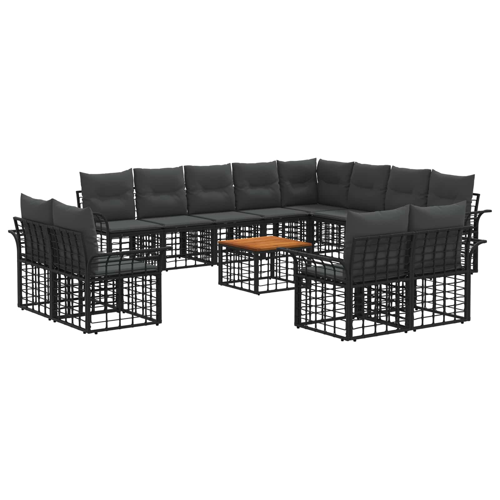 Maison Exclusive - Outdoor-sofagarnitur 13 Stk. 12-sitzer Schwarz