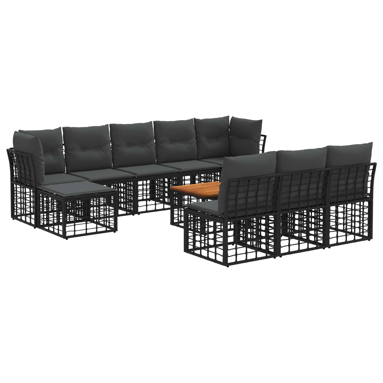 Maison Exclusive - Outdoor-sofagarnitur 11 Stk. 10-sitzer Schwarz