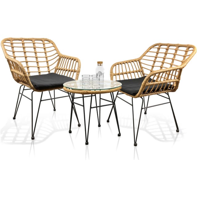 3-tlg. Bistroset Lounge Balkonset Rattan