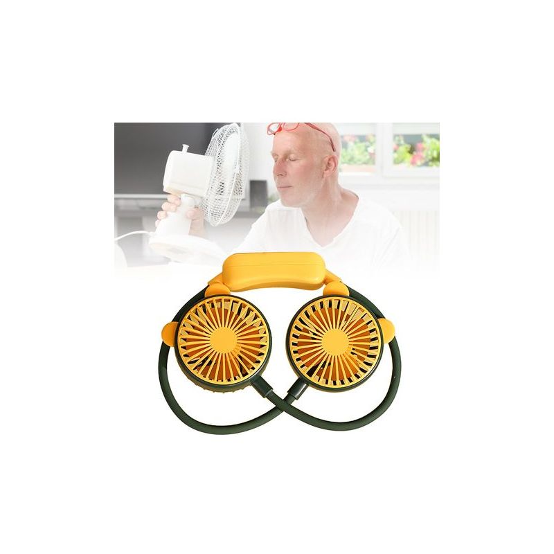 Tragbarer, Flexibler, Usb-aufladbarer Nackenventilator Mini-hängeventilator Für Büro Und Reisen Grün