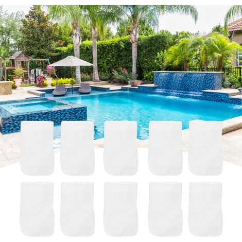 Lot De 10 Sacs Filtrants En Coton De 20 X 12 Cm Pour Piscine, Avec Accessoires De Nettoyage.