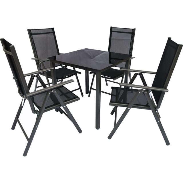 Vcm - 5 Tlg Alu Glas Gartenset Sitzgruppe 80sw