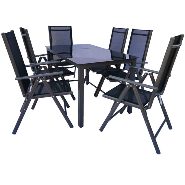 Vcm - 7 Tlg. Alu Gartenset Sitzgruppe 140sw