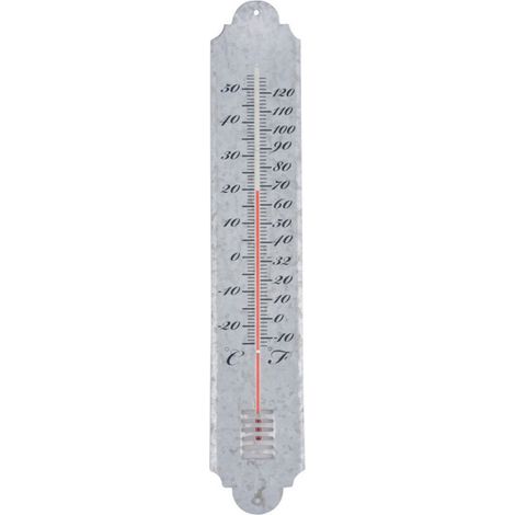 Esschert Design – Gartenthermometer Aus Patiniertem Zink, 9 X 49,7 Cm – Temperaturbereich: -20 °c Bis +50 °c – Einfache Ablesung In Celsius/fahrenheit