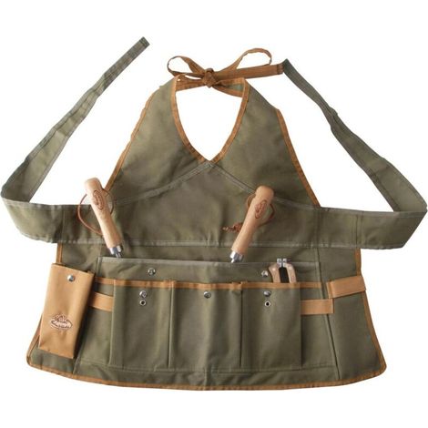 Esschert Design – Gartenschürze Für Damen Aus Polyester-canvas – Verstellbar, 68 Cm Lang, 64 Cm Hoch – Taschen Für Gartenschere Und Handschuhe