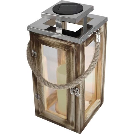 Solarbetriebene Holzlaterne – Lithium-batteriebetrieben – 8 Stunden Akkulaufzeit – Schutzart Ip44 – 4–6 Stunden Ladezeit Per Solar – Gartenlaterne