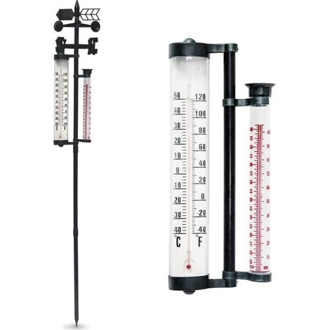 Fishtec – 4-in-1 Multifunktions-wetterstation – Thermometer – Regenmesser – Windfahne (windrichtung Und -geschwindigkeit) – Einfache Bodenmontage – Robustes Kunststoffgehäuse