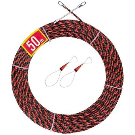 Drahtzieher Für Elektriker, 50 M Drahtzieher, 5 Mm Durchmesser, Drahtziehnadel Für Elektriker, Flexible Spiralförmige Drahtziehnadel (rot/schwarz)