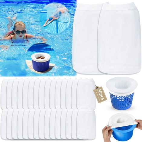 30pcs Chaussettes De Skimmer De Piscine Pool Skimmer Socks Filtre Skimmer Piscine Nylon Pour Panier Skimmer Réutilisable Chaussette Filtre Piscine Protégez La Piscine Propre,feuilles,écume