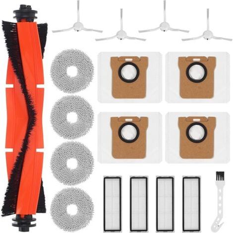 Alliandis18 Accessories Pour Xiaomi X20,1brosse Principale,4chiffons De Nettoyage,4 Sacs À Poussière,4 Brosses Latérales,4 Filtres Hepa,1brosse De Nettoyage, Accessoires Pour Aspirateur Robot Pour Xia