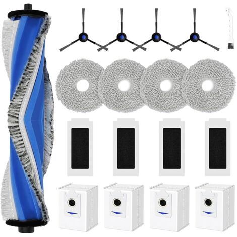 Alliandis18 Pièces Accessoires De Rechange Pour Ecovacs Deebot T30s Combo / T30s Combo Complete, Pièces Avec 1 Brosse Principale, 4 Sacs À Poussière, 4 Serpillières, 4 Filtres Hepa, 4 Brosses Latérale