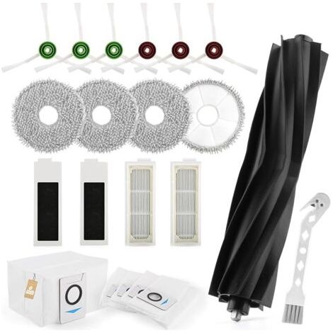 Alliandis20 Pcs Kit Accessoires De Rechange Pour Ecovacs Deebot T20 Omni/t20e Omni/t20 Max/t20 Pro, Avec 1 Brosse Rouleau En Caoutchouc, 6 Brosses Latrales, 4 Vadrouille, 4 Filtres, 4 Sacs Poussire