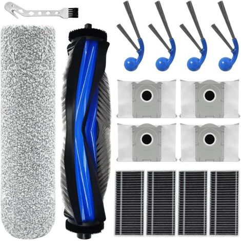 Alliandisaccessoires Pour Eecovacs Deebot X8 Pro Omni, X8 Omni/ T80 Pro Omni / T80 Omni / T80 Pro Robot Aspirateur Pice De Rechange, 2 Brosses Rouleau + 4 Sac Poussire + 4 Brosses Latrales + 4 Filtres