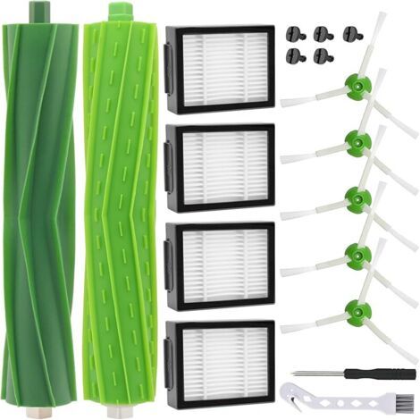 Alliandisforehill Accessoires De Remplacement Brosse Pour Irobot Roomba I7 I7+ I3 I3+ I4 J7 E5 E6 E7, 1 Paire De Brosses Principale, 4 Filtres, 5 Frosses Latrales