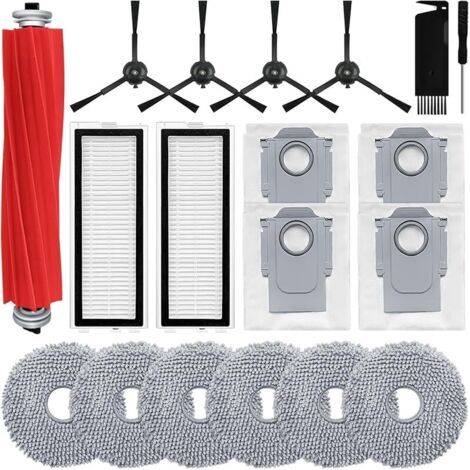 Alliandisforehill Kit Accessoires Compatible Pour Roborock Qrevo S/qrevo Pro/qrevo Maxv, 1 Brosse, 2 Filtres Hepa, 4 Sacs À Poussière, 4 Brosses Latérales, 6 Chiffons De Mop, Pas Adapté À Qrevo