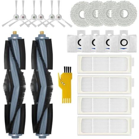 Alliandisforehill Kit Accessoires Pour Aspirateur Robot Ecovacs Deebot T20 Omni T20e Omni Pices De Rechange 20 Paquets 2 Brosses Roulantes, 4 Filtres, 6 Brosses Latrales, 4 Serpillires, 4 Sacs Poussir