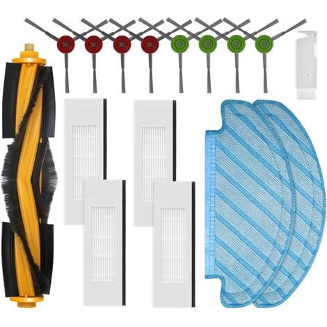 Alliandisforehill Pices De Rechange Compatibles Pour Yeedi Vac Max/vac Station, Pour Ecovacs N8 / N10 Plus Accessoires, 1 Brosse Principale, 8 Brosses Latrales, 4 Filtres Hepa, 2 Chiffons