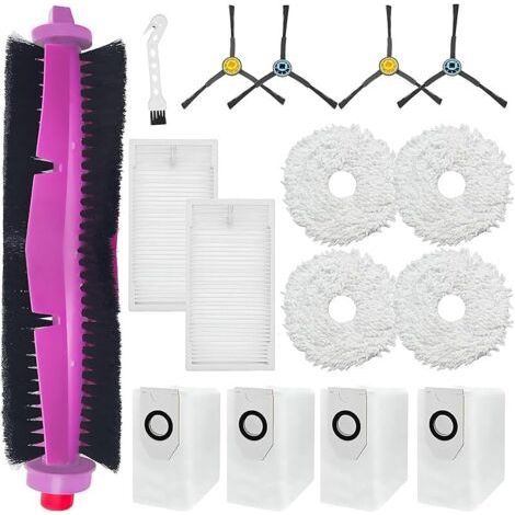 Alliandisforehillaccessoires De Rechange Pour Eureka J12 Ultra, Pour Midea V12 Aspirateur Robot, Brosses Rouleau + 4 Chiffon + 4 Sacs Poussire + 4 Brosses Latrales + 2 Hepa Filtres