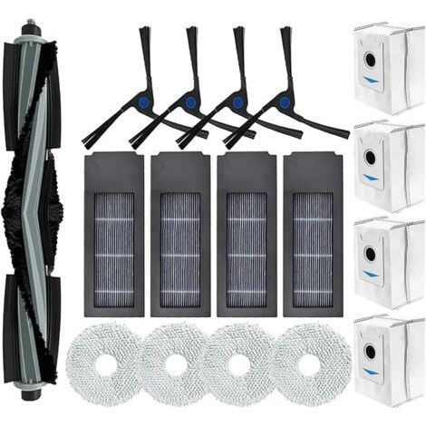 Alliandisforehilllot De 17 Accessoires De Rechange Pour Aspirateur Ecovacs Deebot X2 / X2 Omni / X2 Pro / Dex86, 1 Brosse Principale, 4 Brosses Latrales, 4 Filtres Hepa, 4 Sacs Poussire, 4 Chiffons