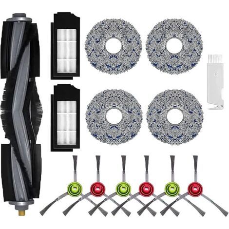 Alliandiskit Accessoires Rechange Pour Ecovacs Deebot X1 Omni, X1 E Omni, X1 Turbo, T10 Turbo/omni Robot Aspirateur, 1 Brosse, 2 Filtres, 6 Brosses Latrales, 4 Chiffons Serpillres, 1 Brosse Nettoyage