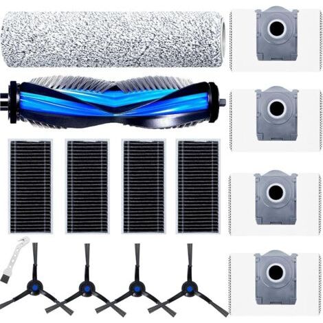 Alliandiskit Accessoires Pour Ecovacs Deebot X8 Pro Omni/x8 Omni/t80 Omni Aspirateur Robot, 1 Brosse Rouleau, 1 Rouleau De Peluche, 4 Filtres, 4 Sacs Poussire, 4 Pinceaux Latraux Pices De Rechange