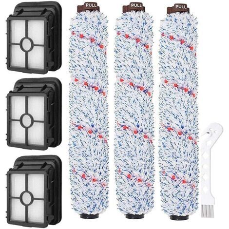 Alliandispour Aspirateur Bissell Crosswave, 3x Rouleau De Brosse Multi-surface 1868 + 3x Filtre À Vide 1866 + 1x Brosse Propre, Comparer Avec Les Pièces 1608683, 160-8683, 1608684