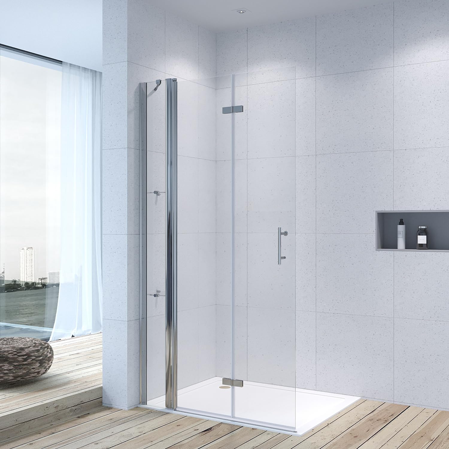 Aquabatos® Walk In Dusche 115x197cm,duschwand Glas,faltbar Duschabtrennung 6mm Esg-sicherheitsglas Mit Nanobeschichtung