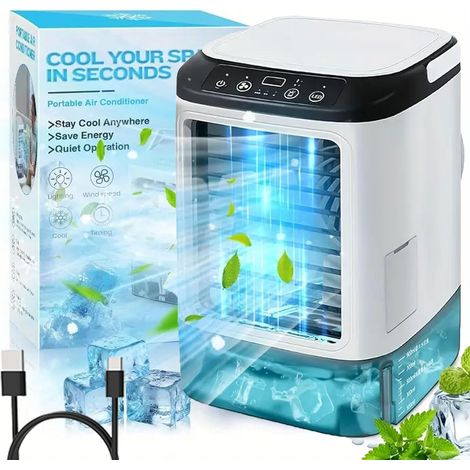 Tragbarer Klimaventilator Mit Zwei Sprühnebelstufen, 3-stufiger Regelung, Leise, Für Den Heimgebrauch - Aquaforge