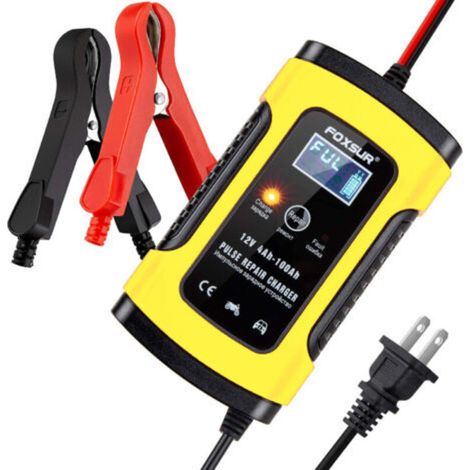 12v 5000ma Batterieladegerät, Starthilfekabel Und Booster – Vollautomatisches Batterieladegerät/erhaltungsgerät Für Autos, Motorräder, Quads, Wohnmobile, Powersportfahrzeuge, Boote Und Mehr – Gelb