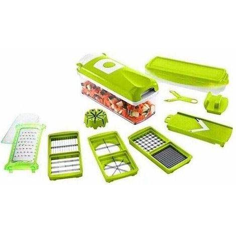 Küchen- Und Kochzubehör, Genius Nicer Dicer Smart (12-teiliges Set) In Grün - Gemüseschneider Für Würfel, Stifte, Scheiben, Streifen Und Spalten - Salatschneider, Mandolinenschneider Für Gurken