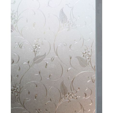 (45 X 200 Cm) Fensterfolie Mit Blumenmuster, Milchglas-effekt Für Mehr Privatsphäre, Abnehmbare, Klebstofffreie Sichtschutzfolie, Uv-beständig.