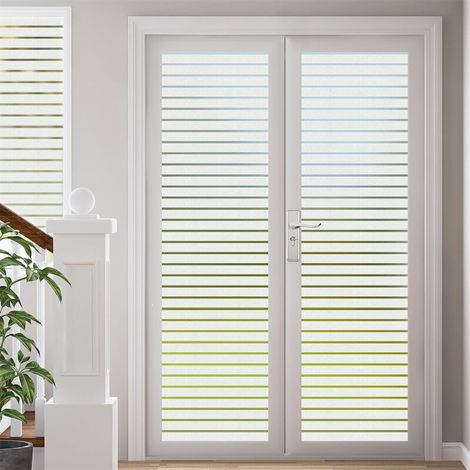 45 X 220 Cm Streifenmuster-elektrostatische Fensterfolie, Statisch Haftende Blendschutzfolie, Blickdichte Glasfolie
