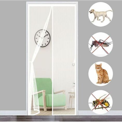 Moskitonetz Für Türen, 140 X 240 Cm, Magnetischer Fliegengittervorhang Mit Selbstschließmechanismus, Insektenschutz Für Balkontüren Und Wohnzimmer, Montage Ohne Bohren (weiß)