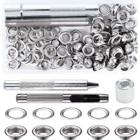 Kit De Grommets Eyelets Outils Metal Grommet Kit Oeillet Avec Outils Oeillet Pour Toile Bâche Tente De Réparation (8mm)