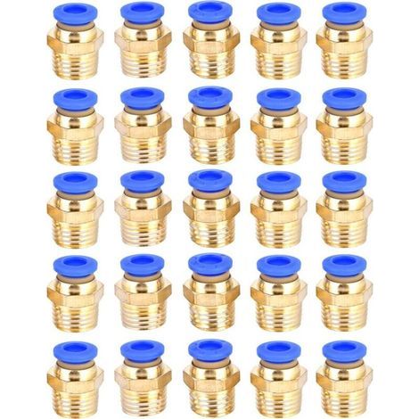 Lot De 25 Raccords Rapides G1/4 Pc6-02 Pour Tuyau Et Outils Pneumatiques-